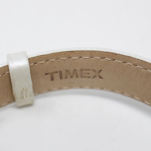 TIMEX #29357 Uptown-Champagne White Leather Watch